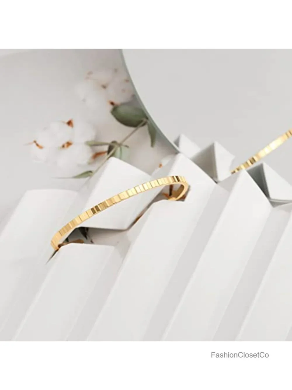 18K Gold Plated Bangle Bracelet Open Cuff Handmade Minimalist Jewelry